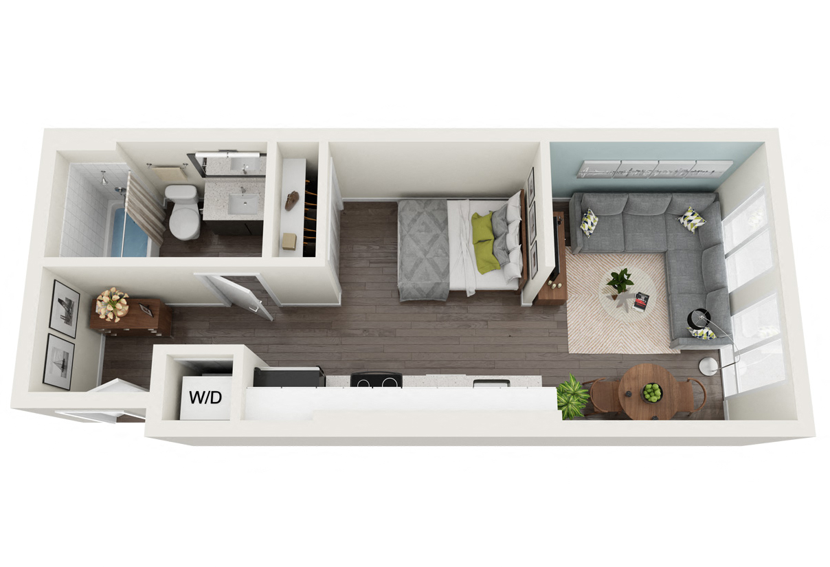Floor plan for studio, 1 bath, 426 sqft